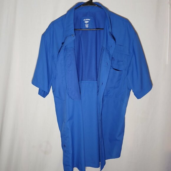 Reel Legends Mens Fishing Shirt Size Large Mesh Lined Short Sleeve Blue Polyeste - Picture 9 of 14
